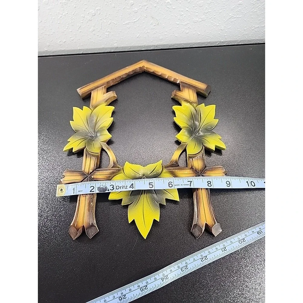 Vintage German Black Forest Cuckoo‎ Clock Face Trim Green Leaves Cottage Core 2